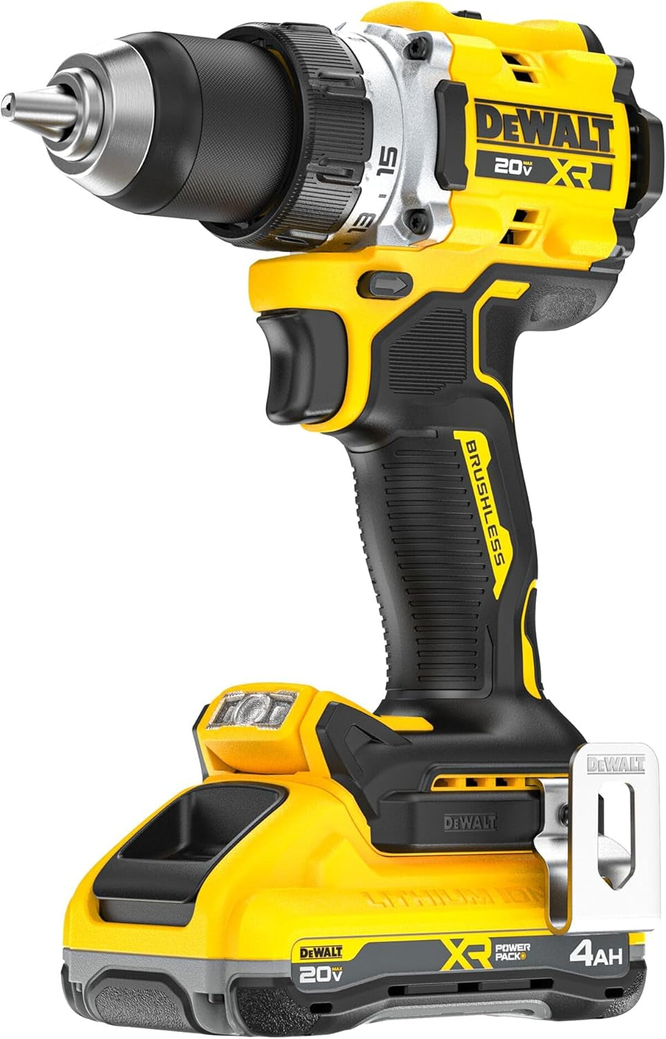 DEWALT 20V MAX XR Brushless Cordless 1/2 In. Drill Driver Kit with DEWALT POWERPACK Batteries and Charger (DCD801QQ2)