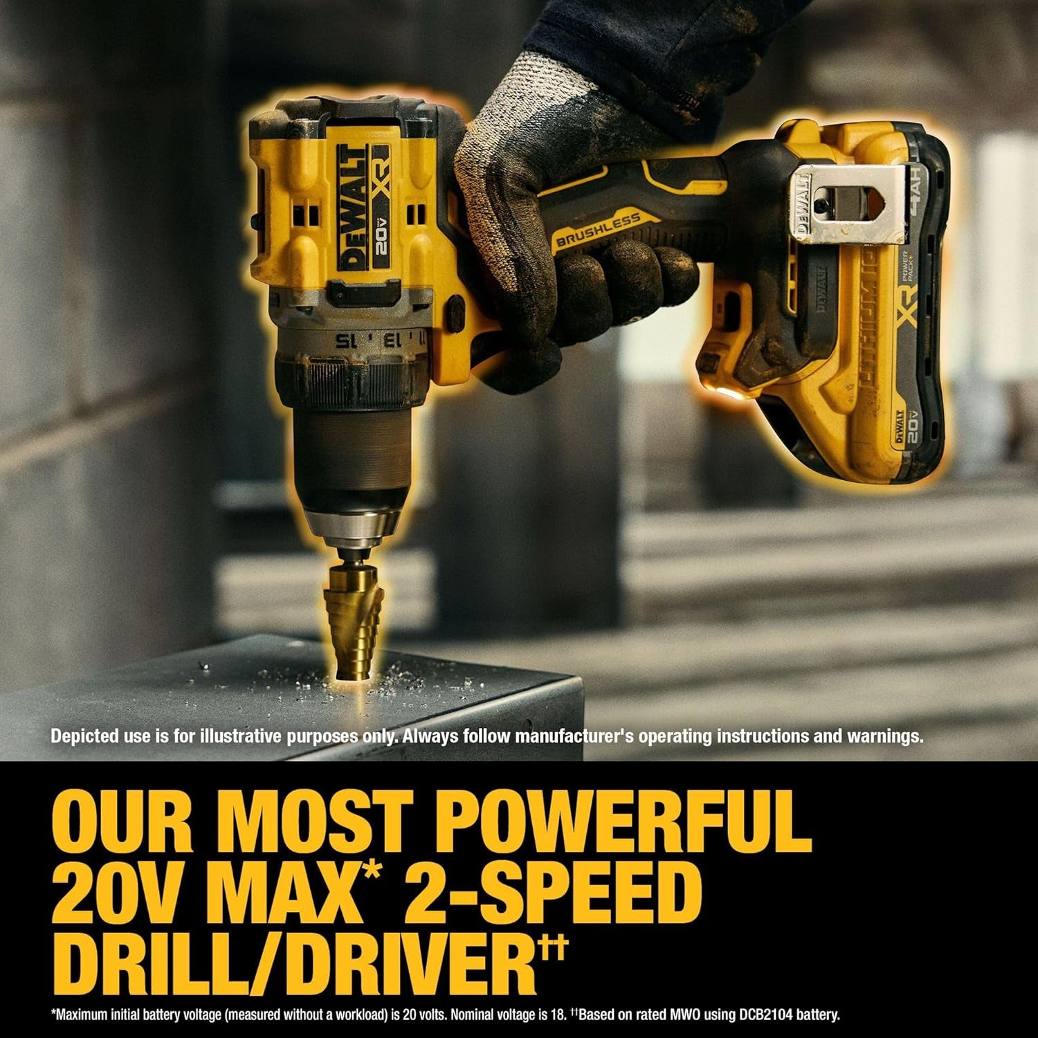 DEWALT 20V MAX XR Brushless Cordless 1/2 In. Drill Driver Kit with DEWALT POWERPACK Batteries and Charger (DCD801QQ2)