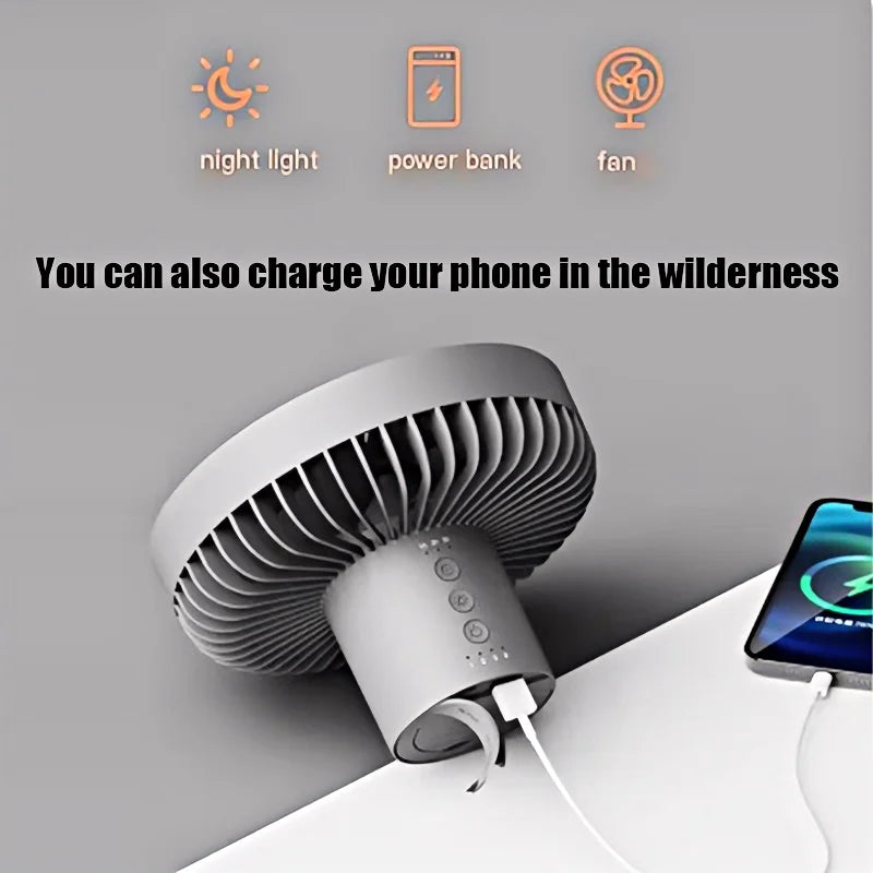 1200mAh Camping Fan Rechargeable Desktop Portable Circulator Wireless Ceiling Electric Fan with Power Bank Lighting chandelier