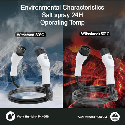 Type2 To Type2 Portable 5M EV Charging Cable 32/16A 3.5/7/11/22KW For EV Cars Full Length 5M With Public Charging Stations