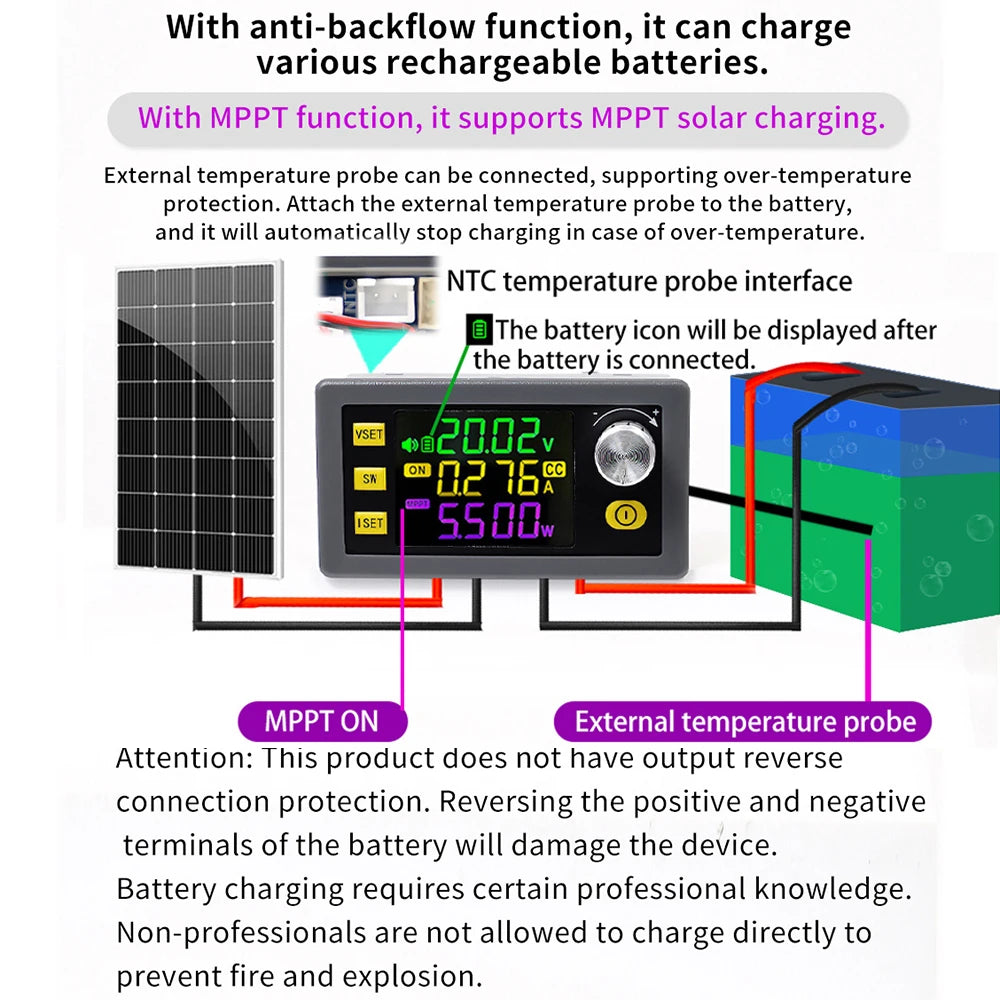 60/120/150W Buck Boost Converter Adjustable Regulated Power Supply Input Constant Voltage Constant Current Solar Charging Module