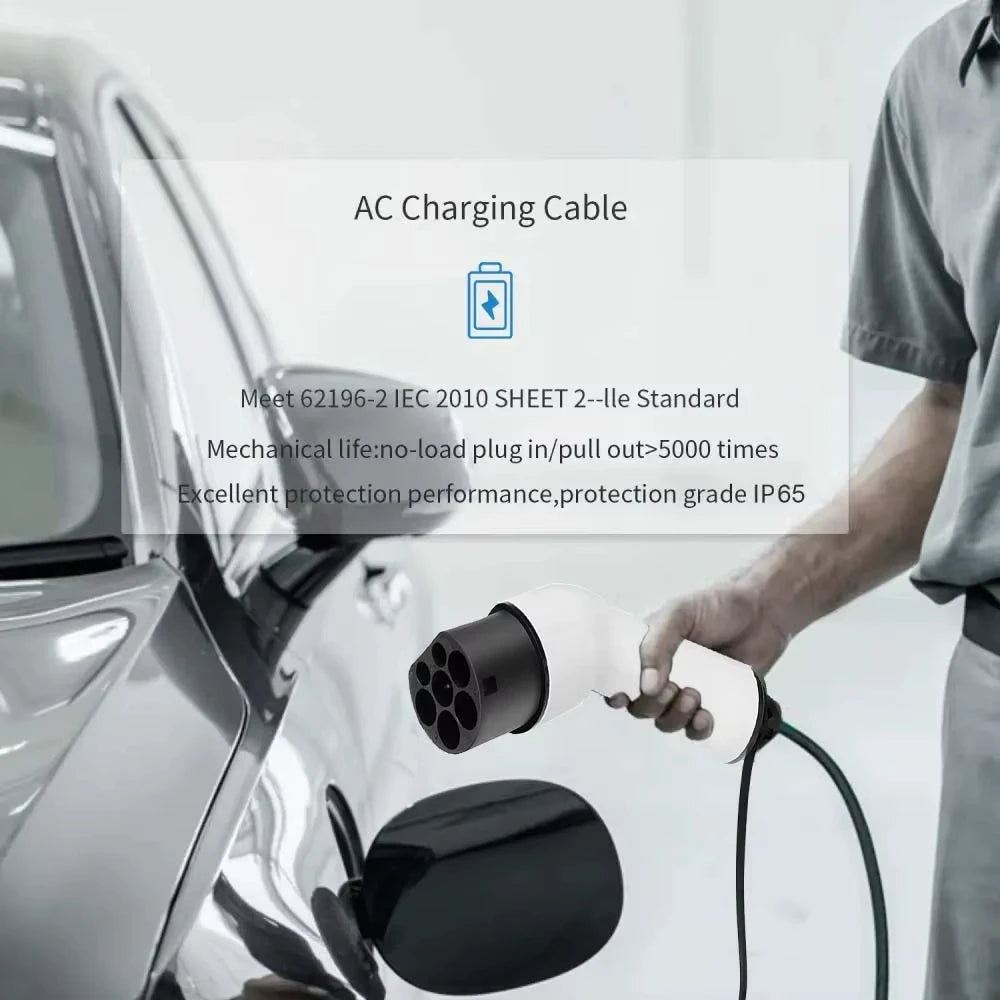 Type2 To Type2 Portable 5M EV Charging Cable 32/16A 3.5/7/11/22KW For EV Cars Full Length 5M With Public Charging Stations