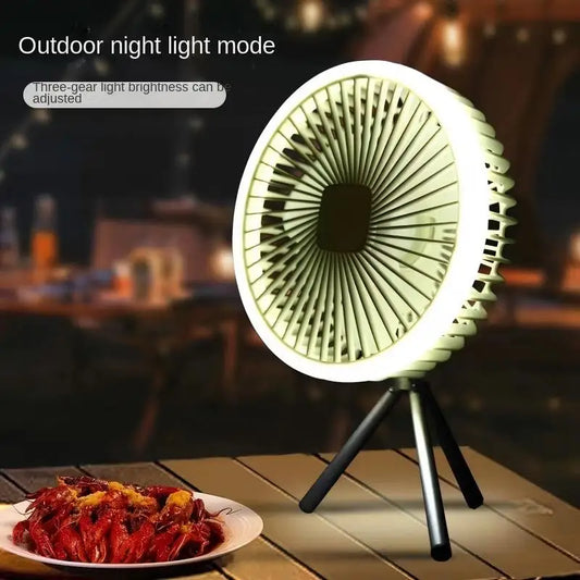 Portable 1200mAh Rechargeable Camping Fan Wireless Desktop Ceiling Circulator with Power Bank Function Electric Fan with Light f