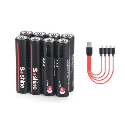 Soshine AA and AAA Li-ion Rechargeable Batteries USB Lithium 1.5V AA 2600mWh 3500mwh 4200mwh +1.5V AAA 600mwh 1100mWh Battery