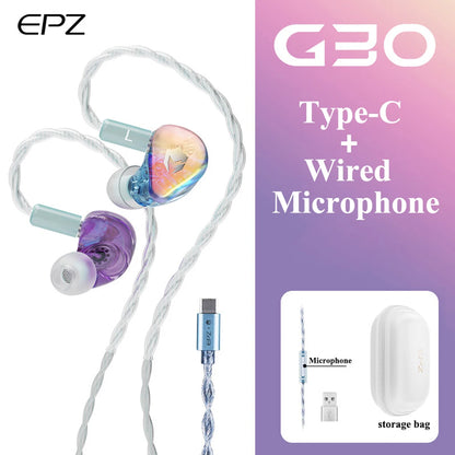 EPZ G30 In-Ear Earphones HIFI Sound Quality Music IEM Wired E-Gaming Earphones 1DD+1BA Hybrid Armature With Detachable Cable