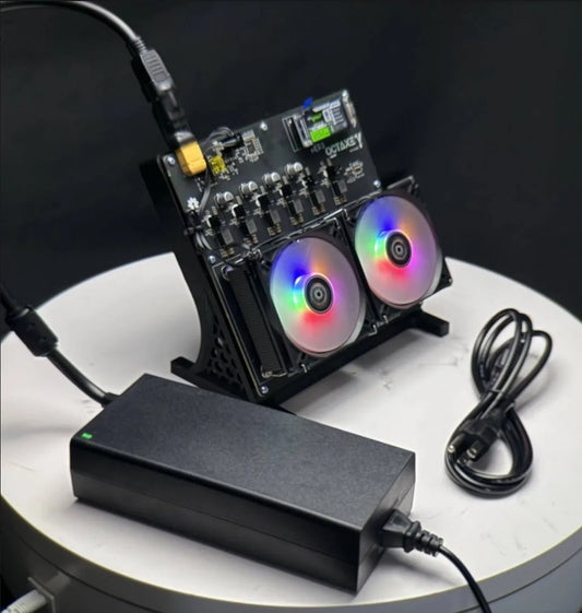 LTD New Bitaxe NerdOCTAxe 12Th/s Dual Fans Air Cooling 200W Bitcoin Home Miner
