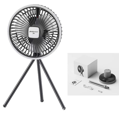 Portable 1200mAh Rechargeable Camping Fan Wireless Desktop Ceiling Circulator with Power Bank Function Electric Fan with Light f