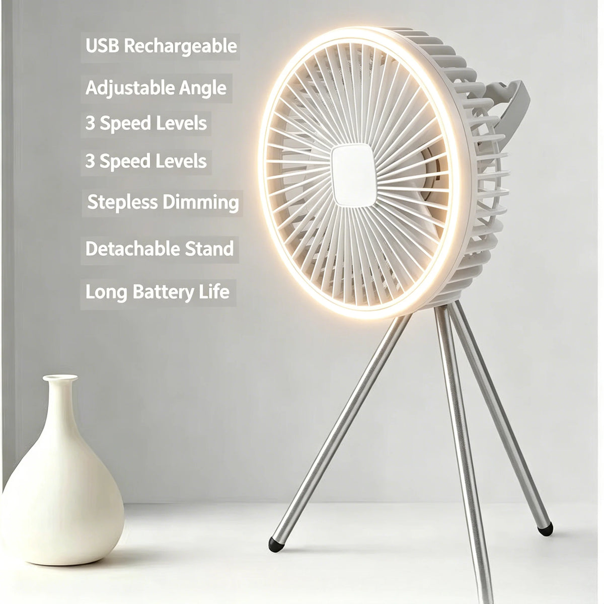 1200mAh Camping Fan Rechargeable Desktop Portable Circulator Wireless Ceiling Electric Fan with Power Bank Lighting chandelier