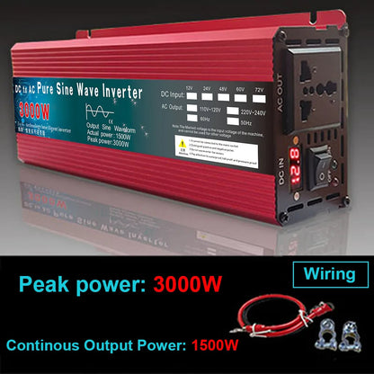 Inverter 12V 220V 1000W 2000W 3000W DC 24V 48V 60V To AC 220V Pure Sine Wave Voltage Converter Power Car Micro Inverter DIY