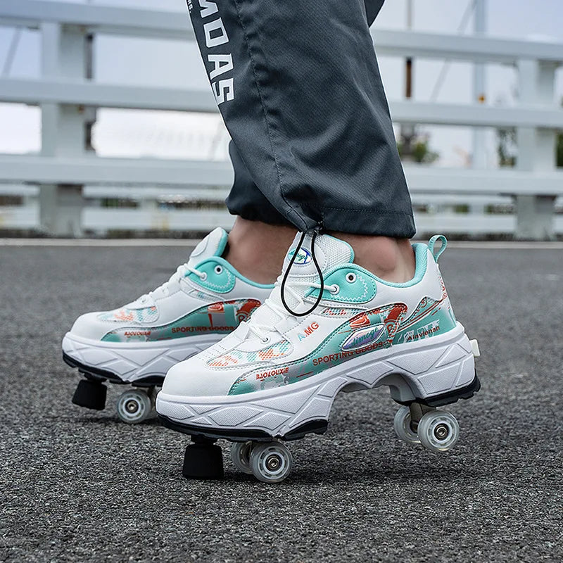2027 NEW KJ Roller Skate Shoes Boy Girl Sneakers With Wheels Deformation Shoes and Roller Skates for Christmas Birthday