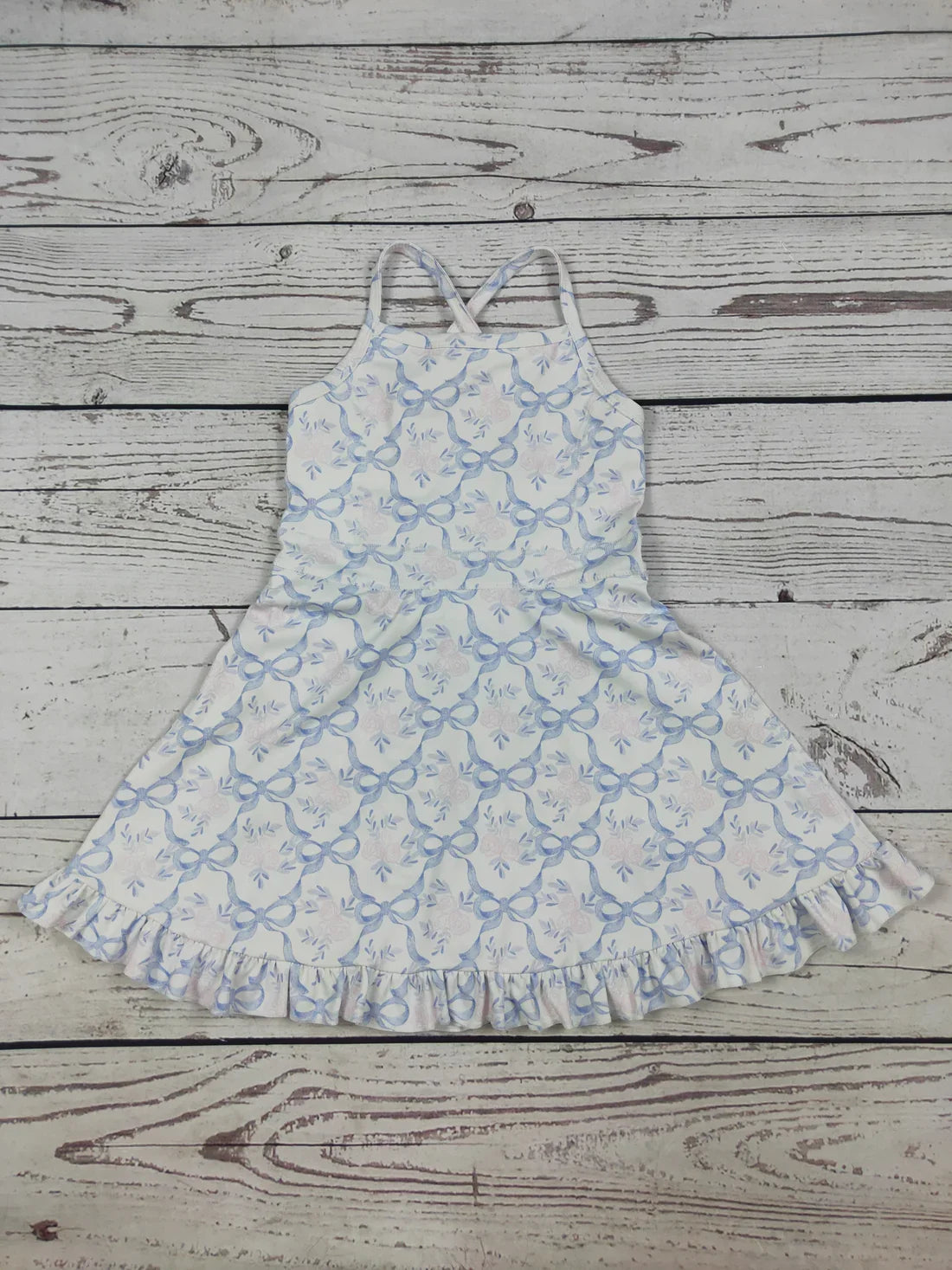 Kids Clothing Toddler Girl Activewear Baby Girl Strap Blue Coquette Floral Athletic Skort Dress Summer Baby Girl Clothes