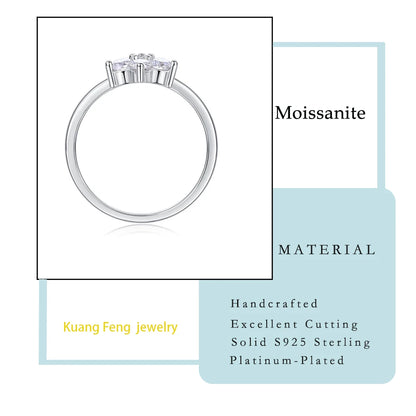 Floral Cluster Setting 0.53CTW Moissanite Ring Elegant 925 Sterling Silver & 18K Gold Plated Gift for Women