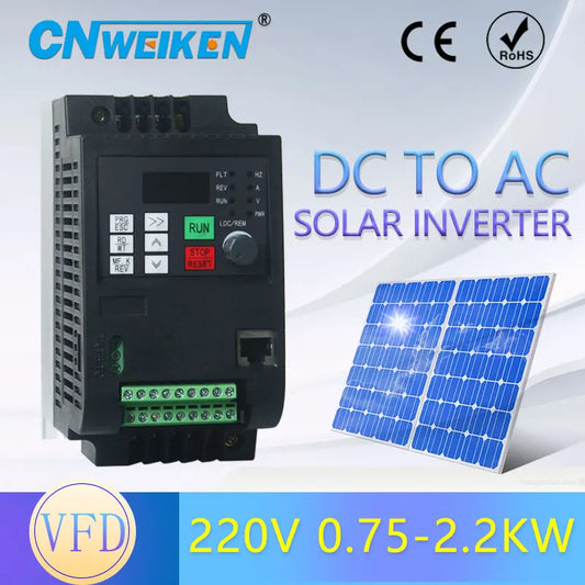 WK600D Series Solar Inverter with DC Input 0.75-2.2KW 1 Phase or 3 Phase 220V Output, Dedicated Inverter for Water Pumps VFD