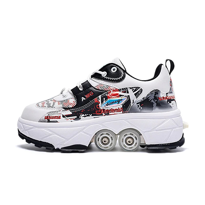 2027 NEW KJ Roller Skate Shoes Boy Girl Sneakers With Wheels Deformation Shoes and Roller Skates for Christmas Birthday