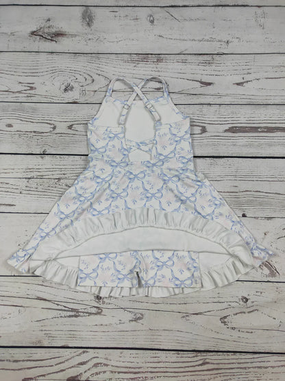 Kids Clothing Toddler Girl Activewear Baby Girl Strap Blue Coquette Floral Athletic Skort Dress Summer Baby Girl Clothes