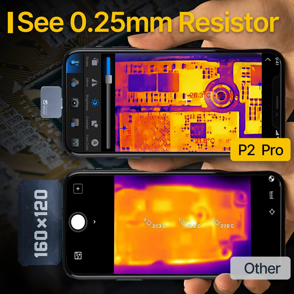 P2PRO Thermal Camera 512*384 X³IR Resolution Macro Lens for Pcb Electronic Motherboard Repair 600℃ Phone Thermal Imager
