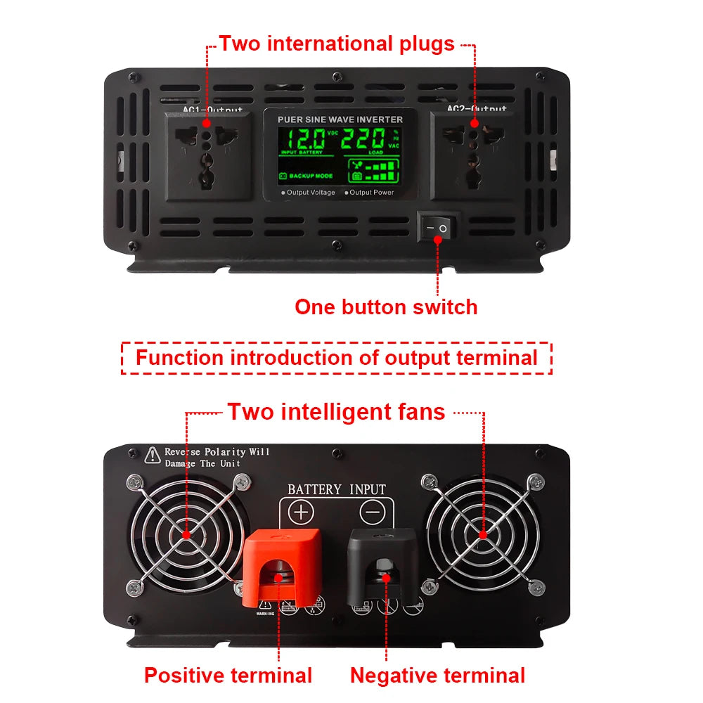 Inverter 12V 24V 48V To AC 110V 127V 220V 6000W 8000W 10000W 12000W Pure Sine Wave Solar Remote Control Switching Power Supply
