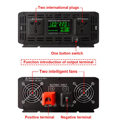 Inverter 12V 24V 48V To AC 110V 127V 220V 6000W 8000W 10000W 12000W Pure Sine Wave Solar Remote Control Switching Power Supply