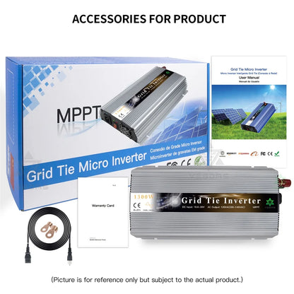 1300W Solar Home On Grid Tie Inverter 18V 36V DC MPPT Pure Sine Wave Inversor 110V 220V AC For PVGenerator Battery