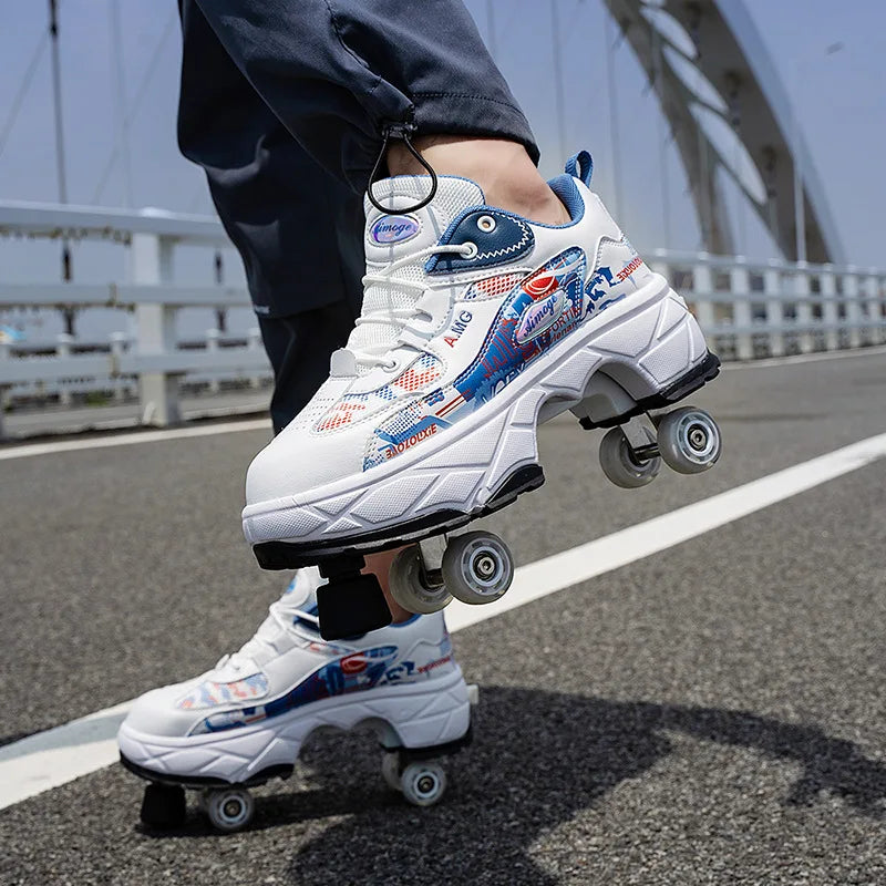 2027 NEW KJ Roller Skate Shoes Boy Girl Sneakers With Wheels Deformation Shoes and Roller Skates for Christmas Birthday