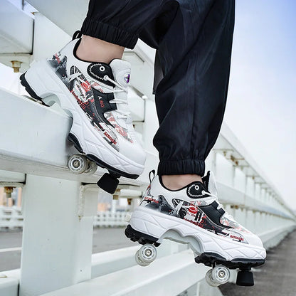 2027 NEW KJ Roller Skate Shoes Boy Girl Sneakers With Wheels Deformation Shoes and Roller Skates for Christmas Birthday
