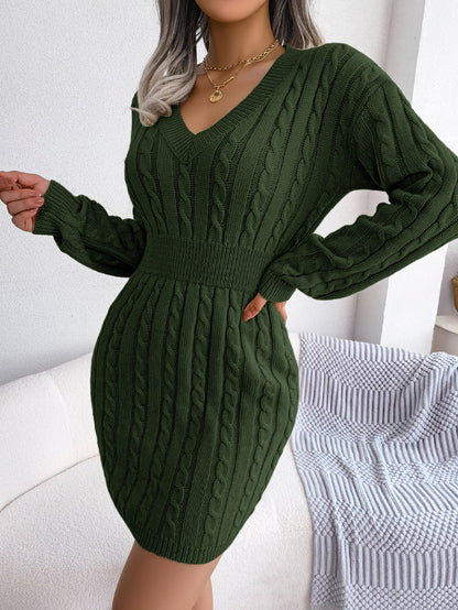 Ins Style Real Shot Autumn and Winter European and American Fashion Waist Twist Hip Dress Sweater Skirt Amazon Cross-Border Women's Clothing