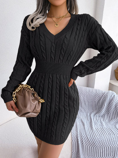 Ins Style Real Shot Autumn and Winter European and American Fashion Waist Twist Hip Dress Sweater Skirt Amazon Cross-Border Women's Clothing