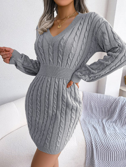 Ins Style Real Shot Autumn and Winter European and American Fashion Waist Twist Hip Dress Sweater Skirt Amazon Cross-Border Women's Clothing