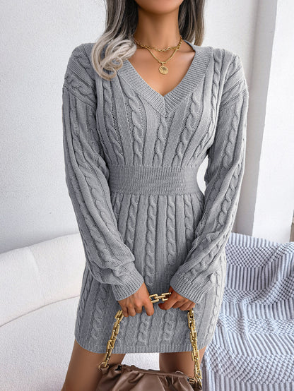 Ins Style Real Shot Autumn and Winter European and American Fashion Waist Twist Hip Dress Sweater Skirt Amazon Cross-Border Women's Clothing