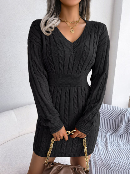 Ins Style Real Shot Autumn and Winter European and American Fashion Waist Twist Hip Dress Sweater Skirt Amazon Cross-Border Women's Clothing