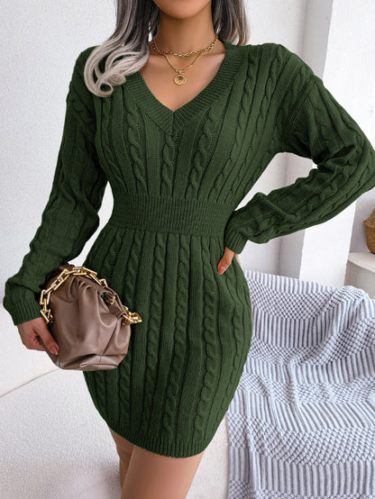 Ins Style Real Shot Autumn and Winter European and American Fashion Waist Twist Hip Dress Sweater Skirt Amazon Cross-Border Women's Clothing