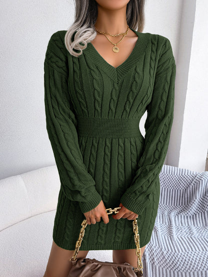 Ins Style Real Shot Autumn and Winter European and American Fashion Waist Twist Hip Dress Sweater Skirt Amazon Cross-Border Women's Clothing