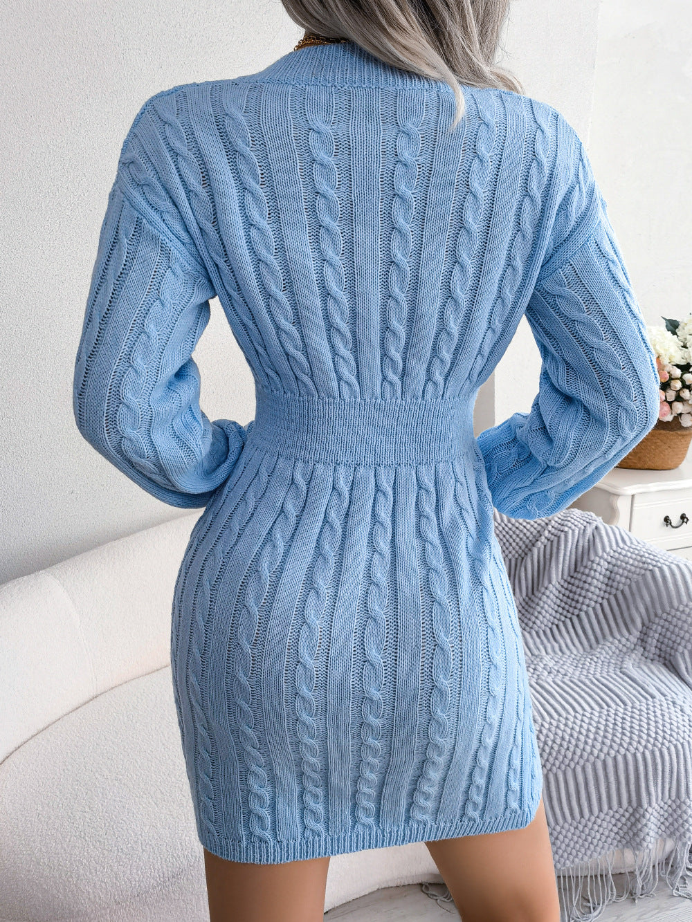 Ins Style Real Shot Autumn and Winter European and American Fashion Waist Twist Hip Dress Sweater Skirt Amazon Cross-Border Women's Clothing