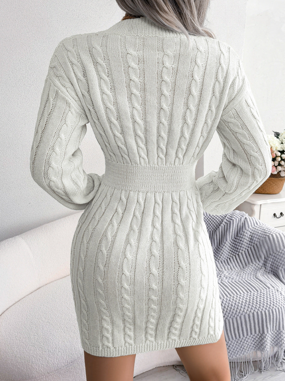 Ins Style Real Shot Autumn and Winter European and American Fashion Waist Twist Hip Dress Sweater Skirt Amazon Cross-Border Women's Clothing