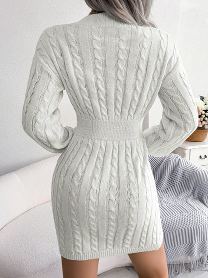 Ins Style Real Shot Autumn and Winter European and American Fashion Waist Twist Hip Dress Sweater Skirt Amazon Cross-Border Women's Clothing
