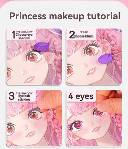 New 3 in 1 DIY Princess Makeup Set Diamond Sticker Princess Dress Up Book Gifts Paper Art Craft Kits Children