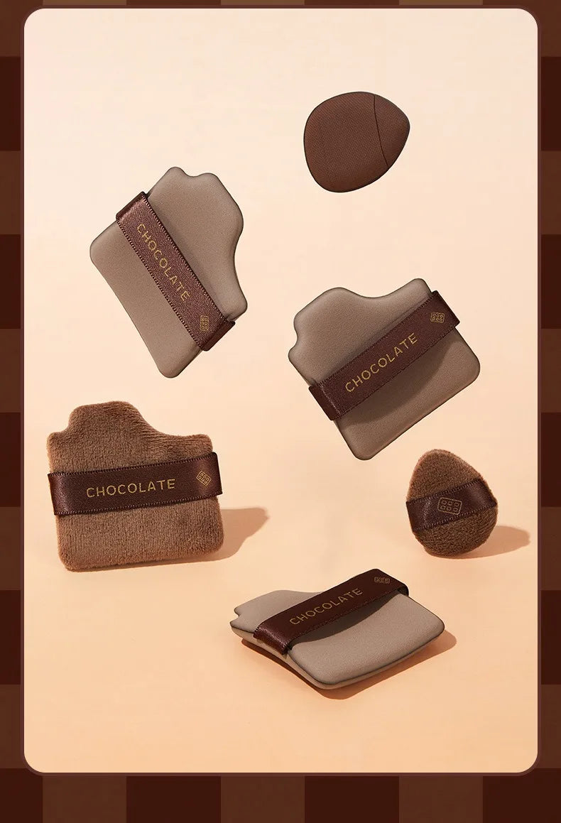 6pcs Dual-Use Cosmetics Puff Set Chocolate Cookie Soft Powder Puff Dry and Wet Foundation Air Cushion Makeup Sponge Beauty Tool