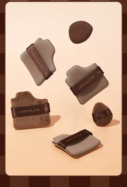 6pcs Dual-Use Cosmetics Puff Set Chocolate Cookie Soft Powder Puff Dry and Wet Foundation Air Cushion Makeup Sponge Beauty Tool