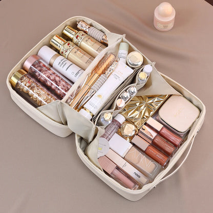 PU Flame Makeup Bag, Beauty Makeup Storage Bag, Double Zipper Makeup Brush Bag, Business Travel Toiletries Sorting Bag
