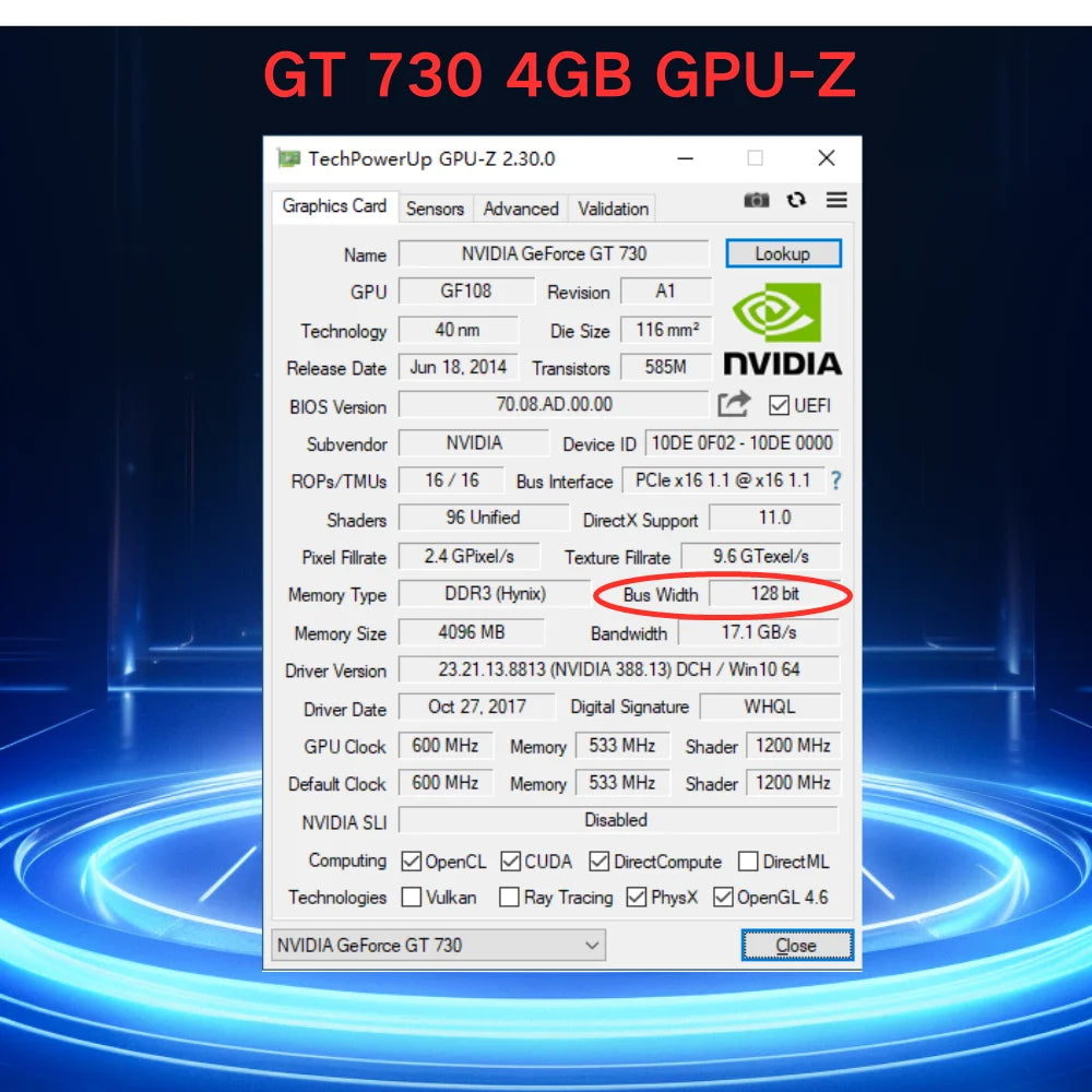 SRhonyra GT730 4GB Low Profile Graphics Card GDDR3 PCIe 2.0 x16 2 HDMI 1080P Mini ITX SFF Desktop PC