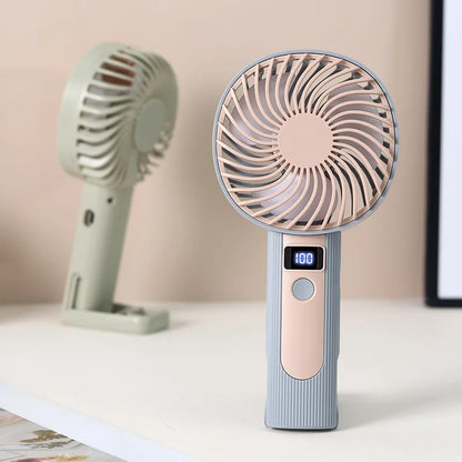 Digital Display Handheld Fan - USB Rechargeable, 120 Speed Levels, Portable 2-in-1 Desk & Handheld Mini Fan
