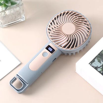 Digital Display Handheld Fan - USB Rechargeable, 120 Speed Levels, Portable 2-in-1 Desk & Handheld Mini Fan