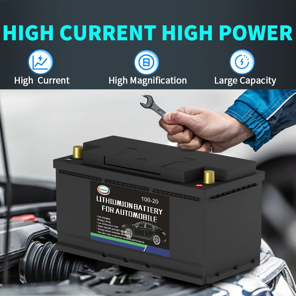 Car Battery 12V LiFePO4 Lithium Iron Phosphate Deep Cycle Built-in BMS 20Ah 40Ah 80Ah 100Ah High-Performance Automotive Battery