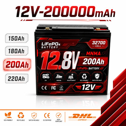 12V 180Ah 200Ah lithium iron phosphate energy storage power supply UPS RV outdoor camping built-in 100A BMS cold cycle 8000+