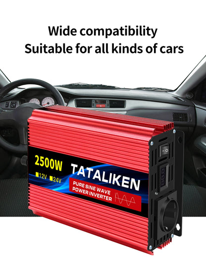Inverter Pure Sine Wave  2500W/3500W/4500W/5000WDC 12V/24V to AC 220V 230V Voltage Transfer Converter Charging Adapter EU Socket