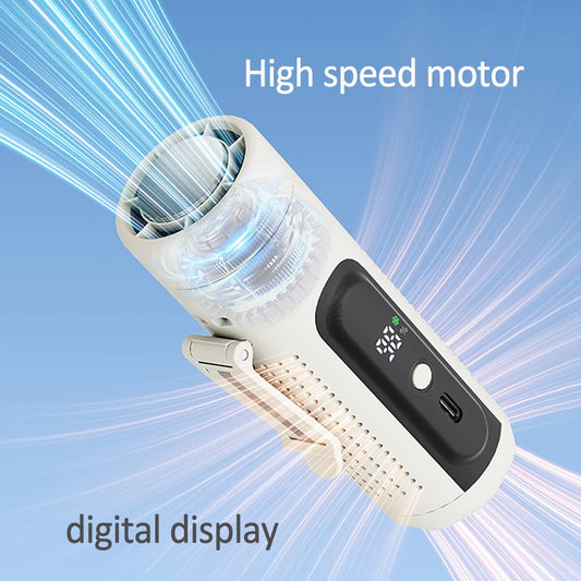 3-in-1 Portable USB Rechargeable Fan 199 Variable Speeds High Capacity 3000mAh Handheld Neck Hanging Fan for Camping Pocket Fan