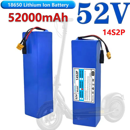Batterie Li-ion 52V 5200mAH Avec BMS, 14S2P, Batterie 1500W Intégrée Pour Vélos, Scooters, Motos + Chargeur 58,8V2A