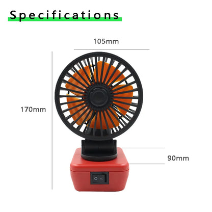 F409 Fold Electric Fan USB Mobile Phone Charger Portable Power Bank Fast Charge For Milwaukee M18 18V Li-ion Battery 48-11-1835