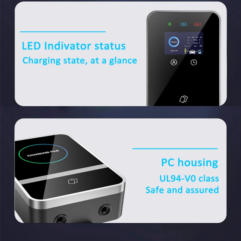 EV Charging Station IEC62196 J1772 Electric Vehicle Charger EVSE Wallbox Wallmount 7KW 22KW Type2 Type1 GBT Cable APP Cards