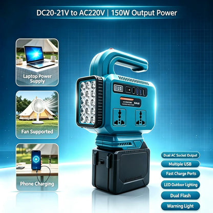 6‑IN‑1 Power Inverter DC 18V to 220V Adapter Power Supply for Home Appliances Compatible with Makita Battery